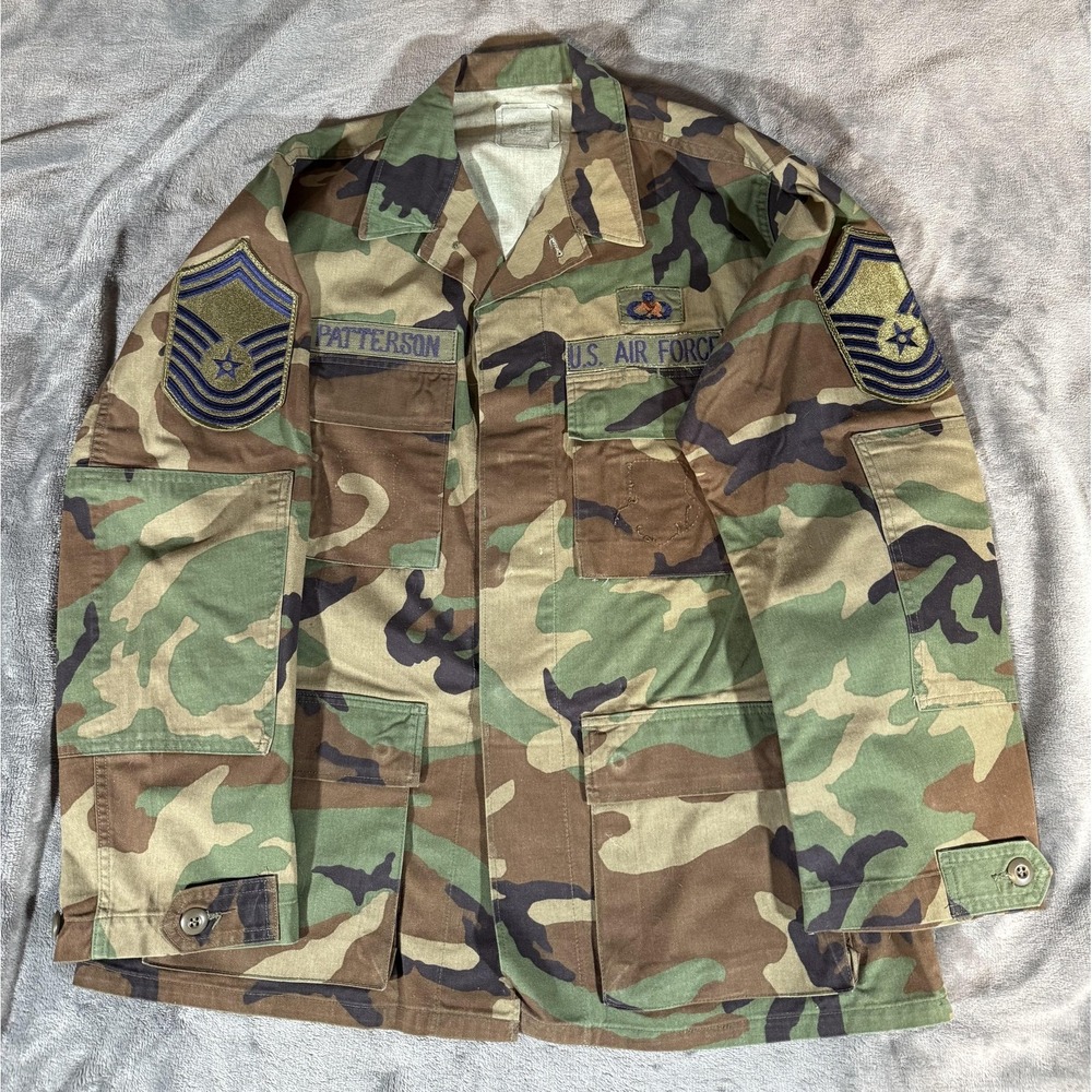 Vintage‎ American Apparel Coat Mens Medium Woodland Camo BDU Combat US Air Force